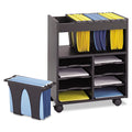 Black 8 Compartment Mobile Wood Letter File Cart S4748