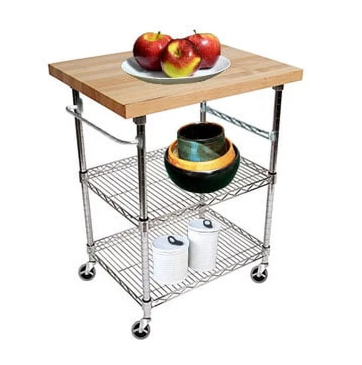3 Tier Gourmet Cart with Maple Butcher Block Top X453