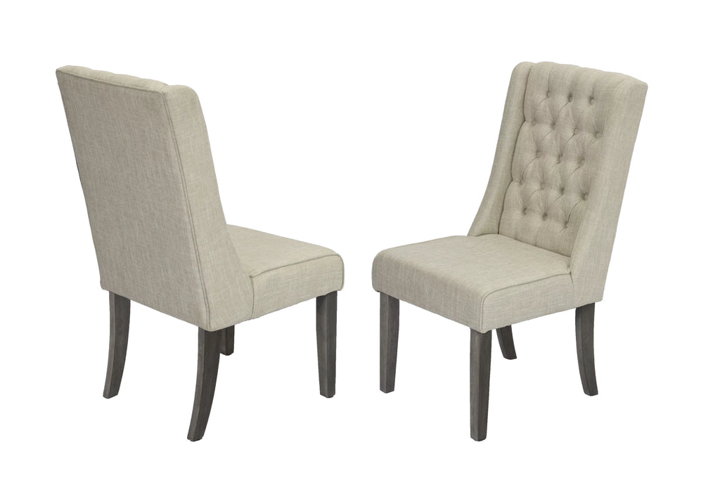 Gray Wood 9pc Dining Set with Linen Chairs Q6198