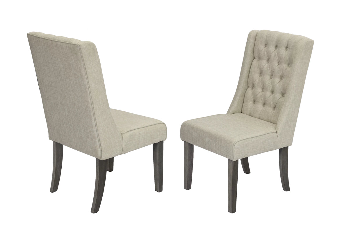 Gray Wood 9pc Dining Set with Linen Chairs Q6198
