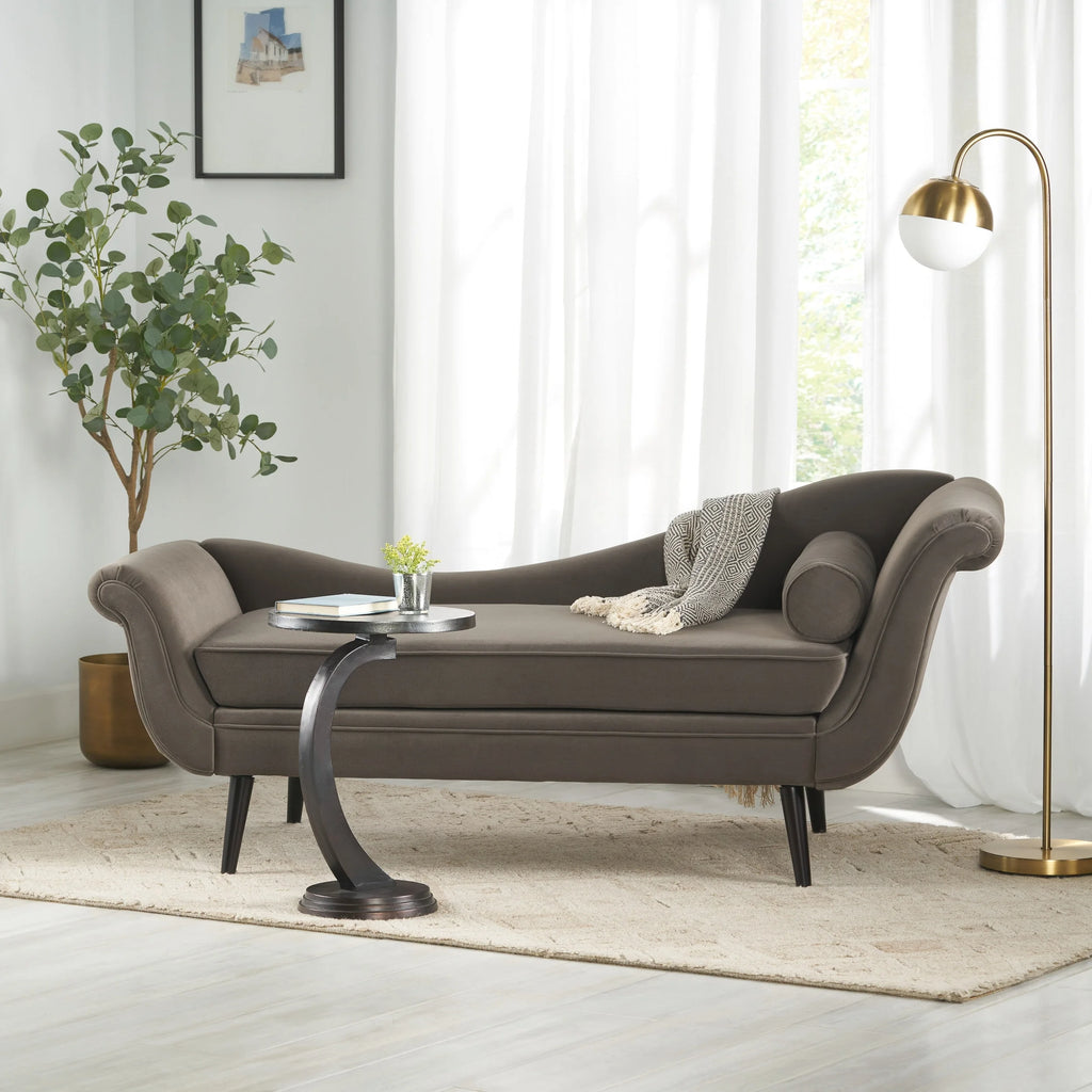 Dark Brown Taupe Upholstered Chaise Lounge U494586