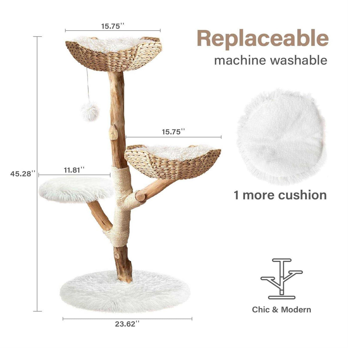 Modern Wooden Cat Tree Tower A36582