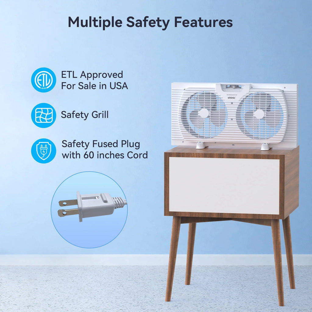 9 3-Speed Twin Window Fan with Bug Screen, White F137