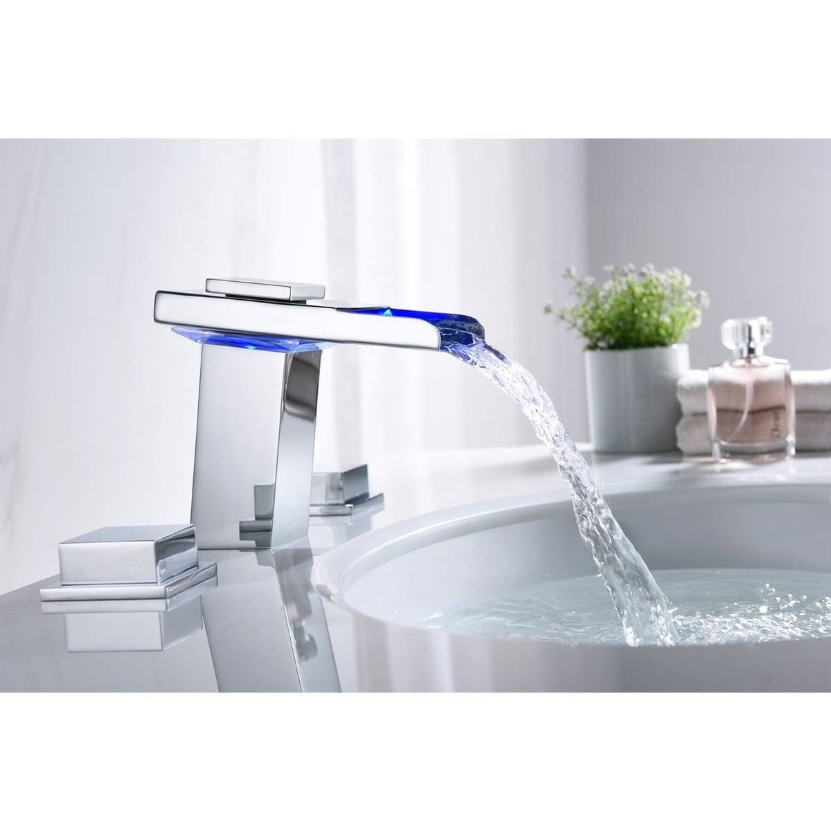 Chrome 8-Inch LED Widespread Bathroom Sink Faucet V146344