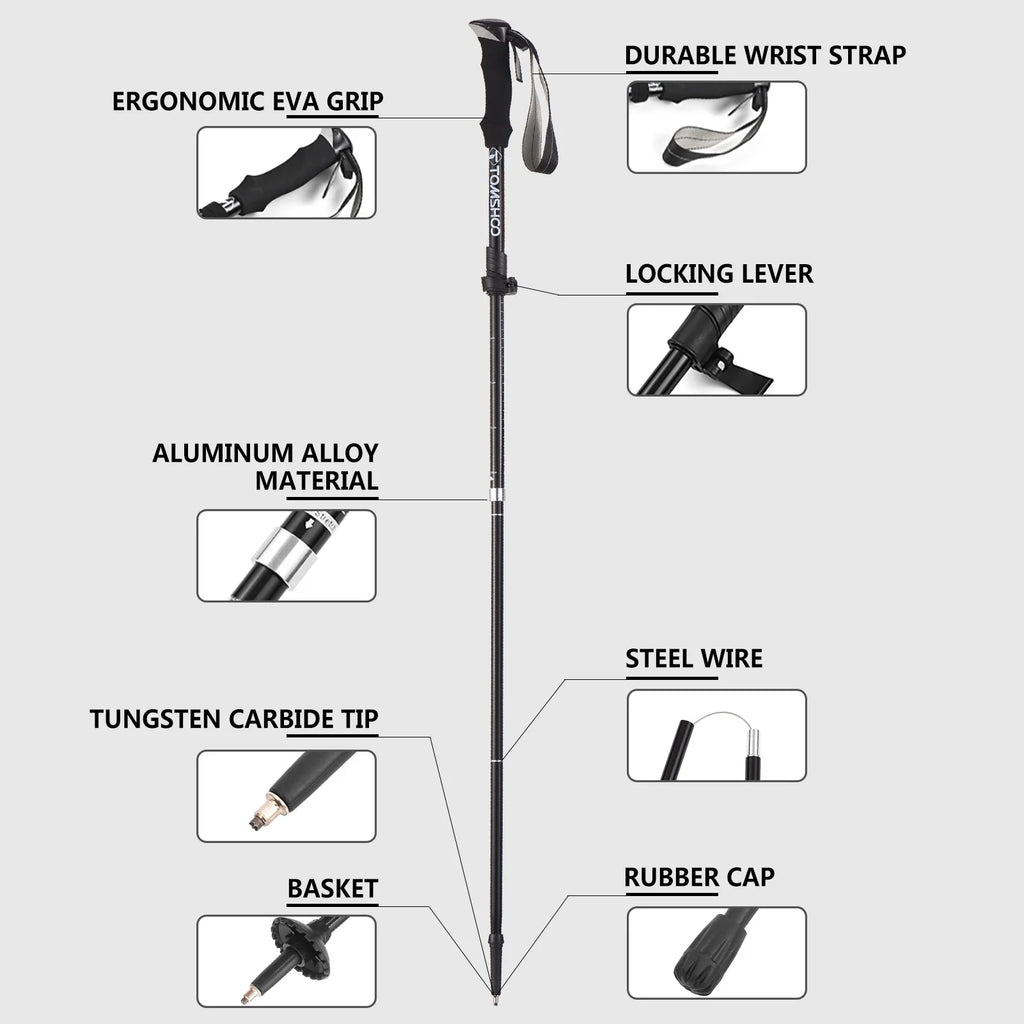 Trekking Pole Set Lightweight Five fold Walking Stick W2864