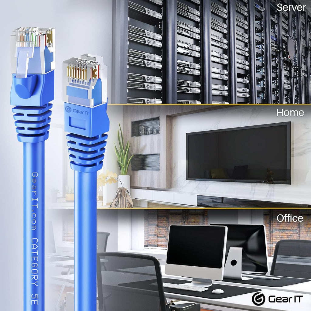 Blue 50-Pack Cat5e Ethernet Patch Cable 3 Feet RJ45 LAN Network Cord N7407