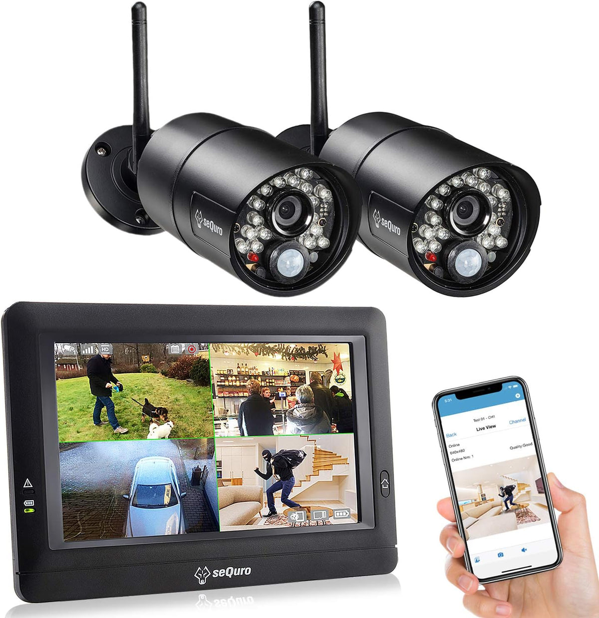 Wireless Surveillance Security Camera System 2-cam Kit Y573