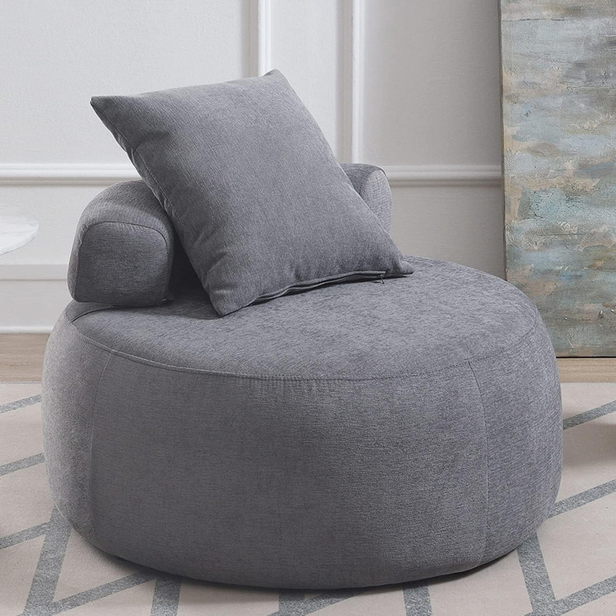 Grey Chenille Upholstered Barrel Chair P89258