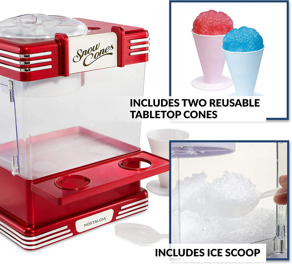 Retro Snow Cone Maker with 2 Reusable Cups & Ice Scoop T3402