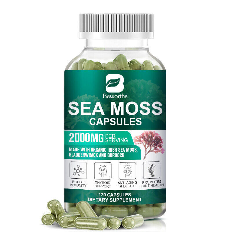 Organic Sea Moss bladder wrack & Burdock Root 120 Capsule L27383