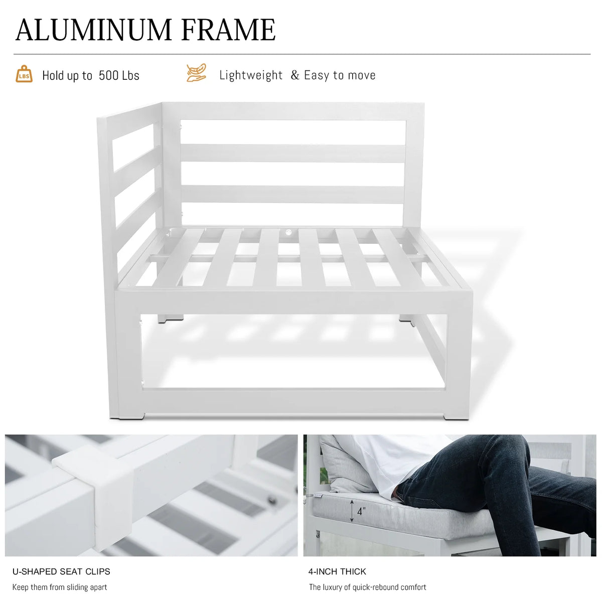 Aluminum Patio Conversation Set with 43" Propane Fire Pit Table White M5142