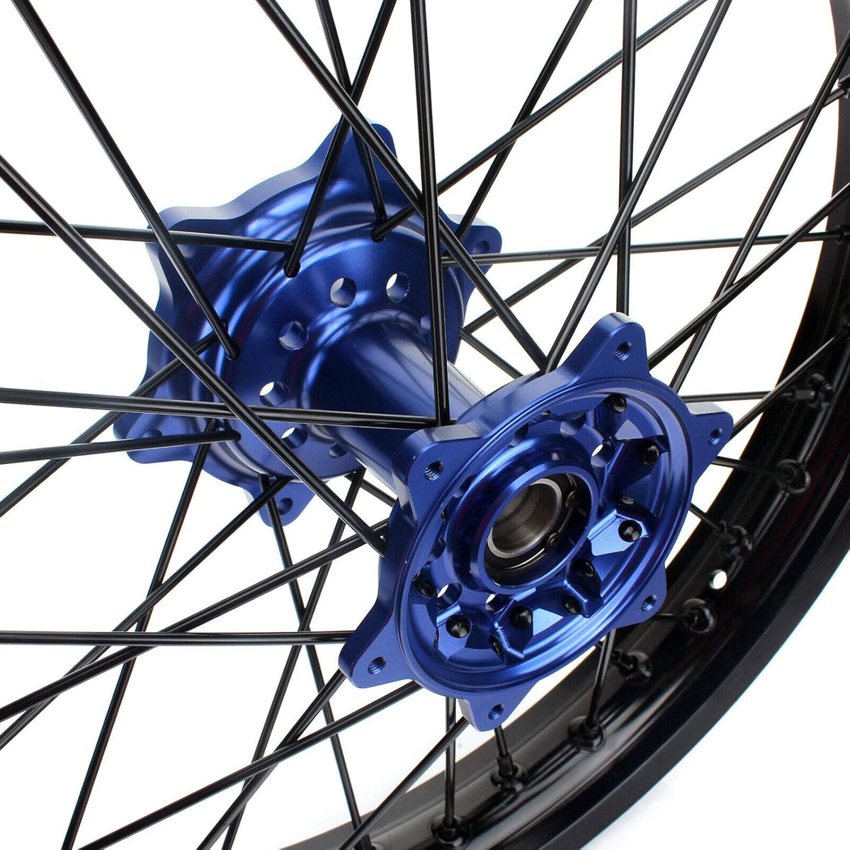 17" X 4.25" Supermoto Rear Complete Wheel Set Rim Spokes Blue Hub L921