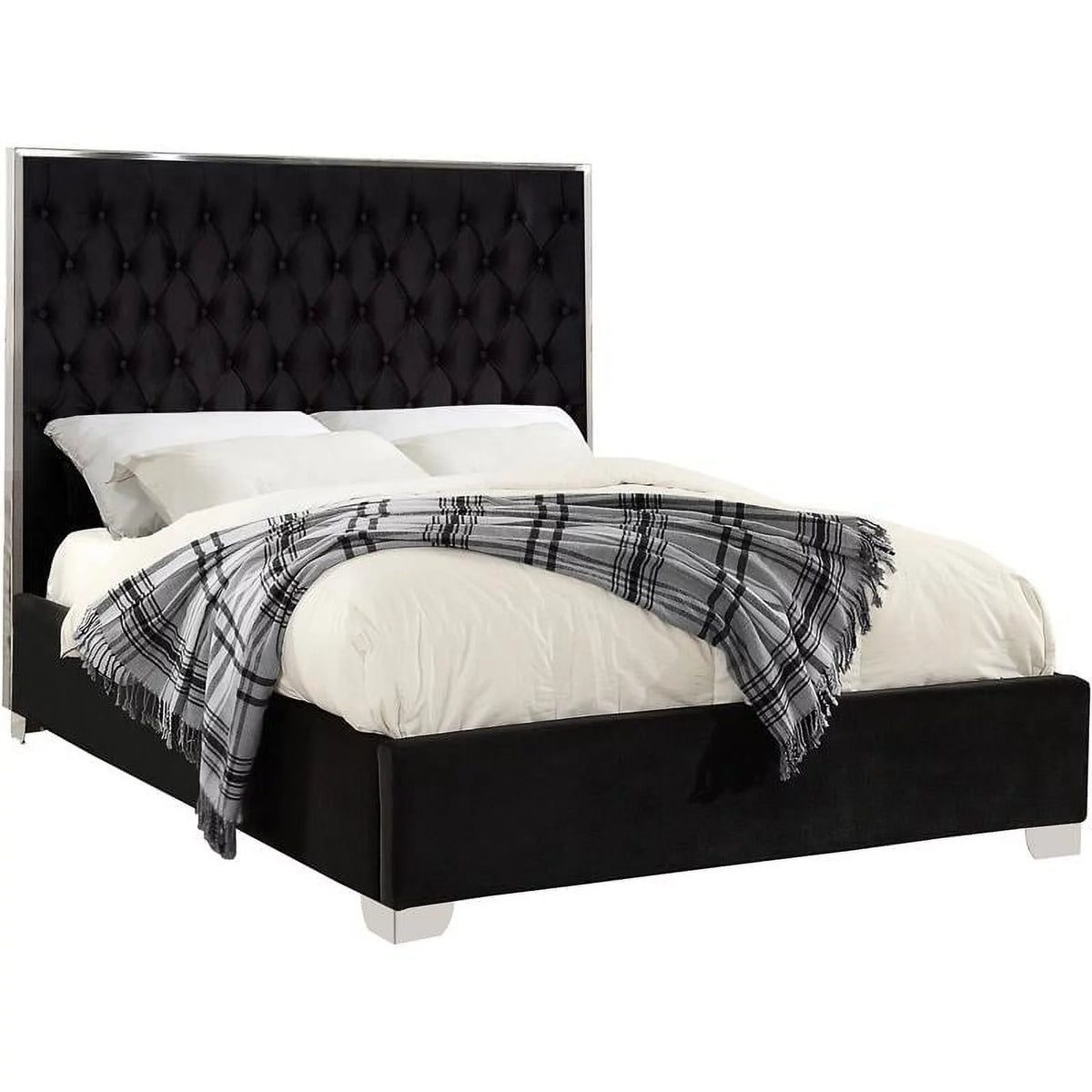 Black Velvet Solid Wood Full Bed X875