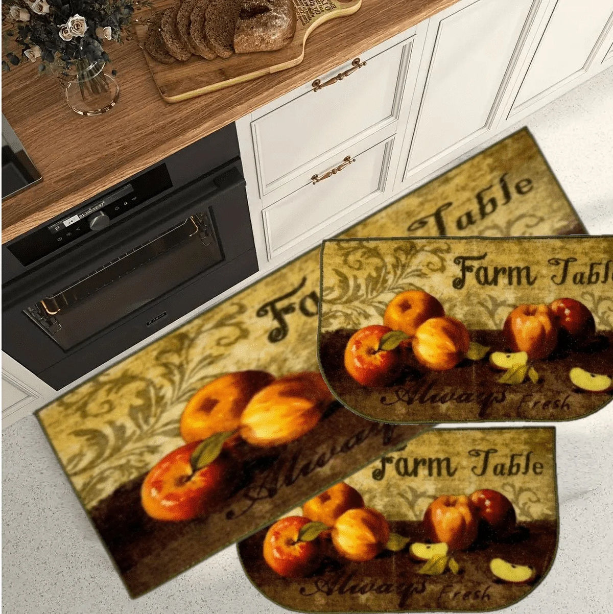 Multicolor 3PC Kitchen Rug Set W9517