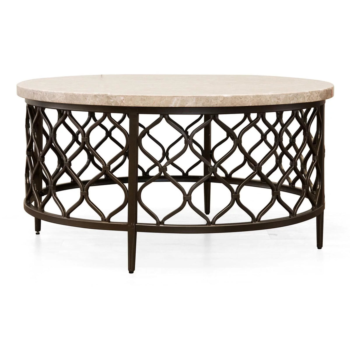 Round Metal Base Coffee Table with White Stone Top B280