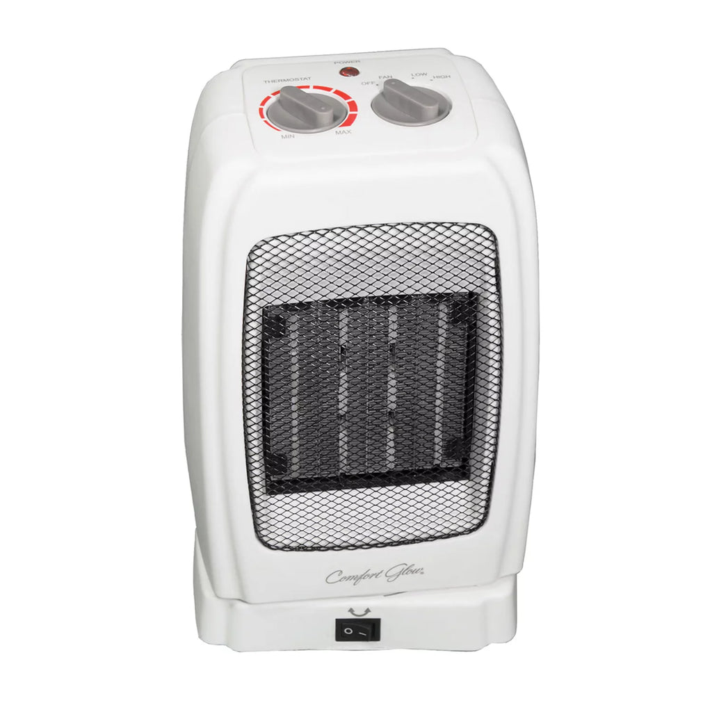 White Portable Oscillating Ceramic Fan Heater with Thermostat W490753