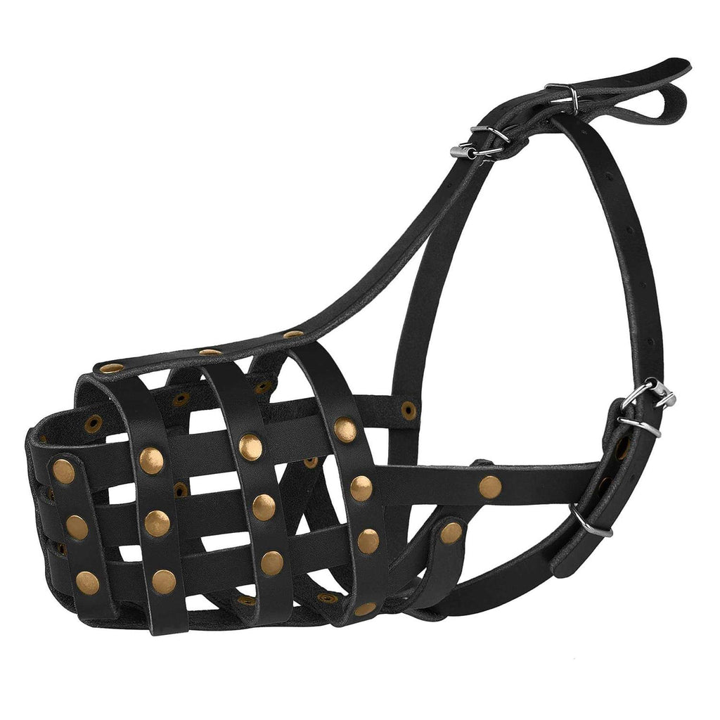 Leather Dog Muzzle Adjustable Breathable Medium Large Breeds Z1606