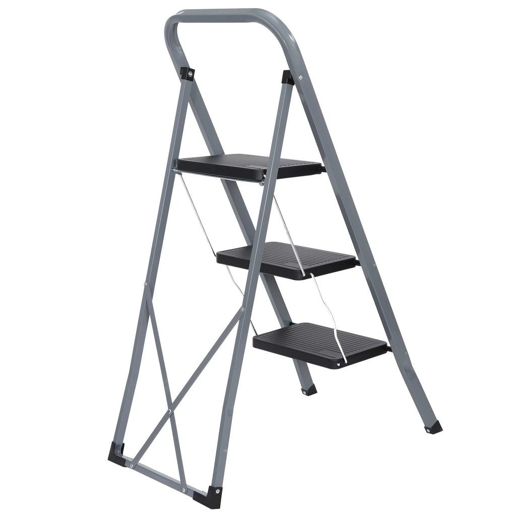 Folding 3-Step Steel Ladder with Handgrip N294