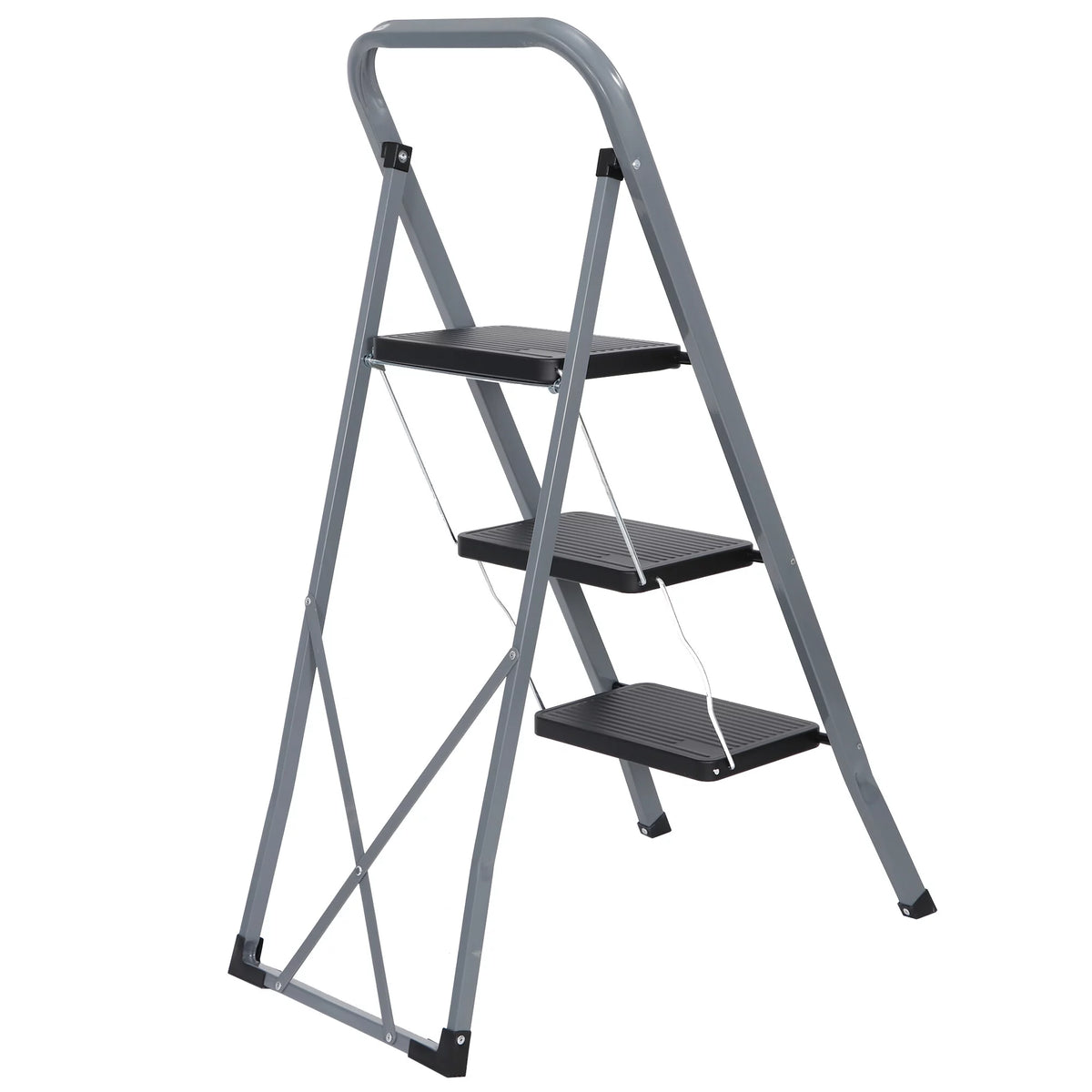 Folding 3-Step Steel Ladder with Handgrip N294