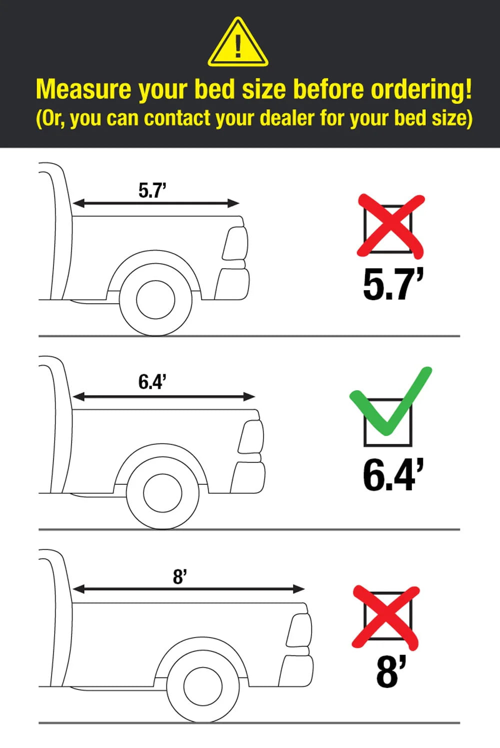 Soft Quad-fold Truck Bed Tonneau Cover 6'4 Bed Q903303