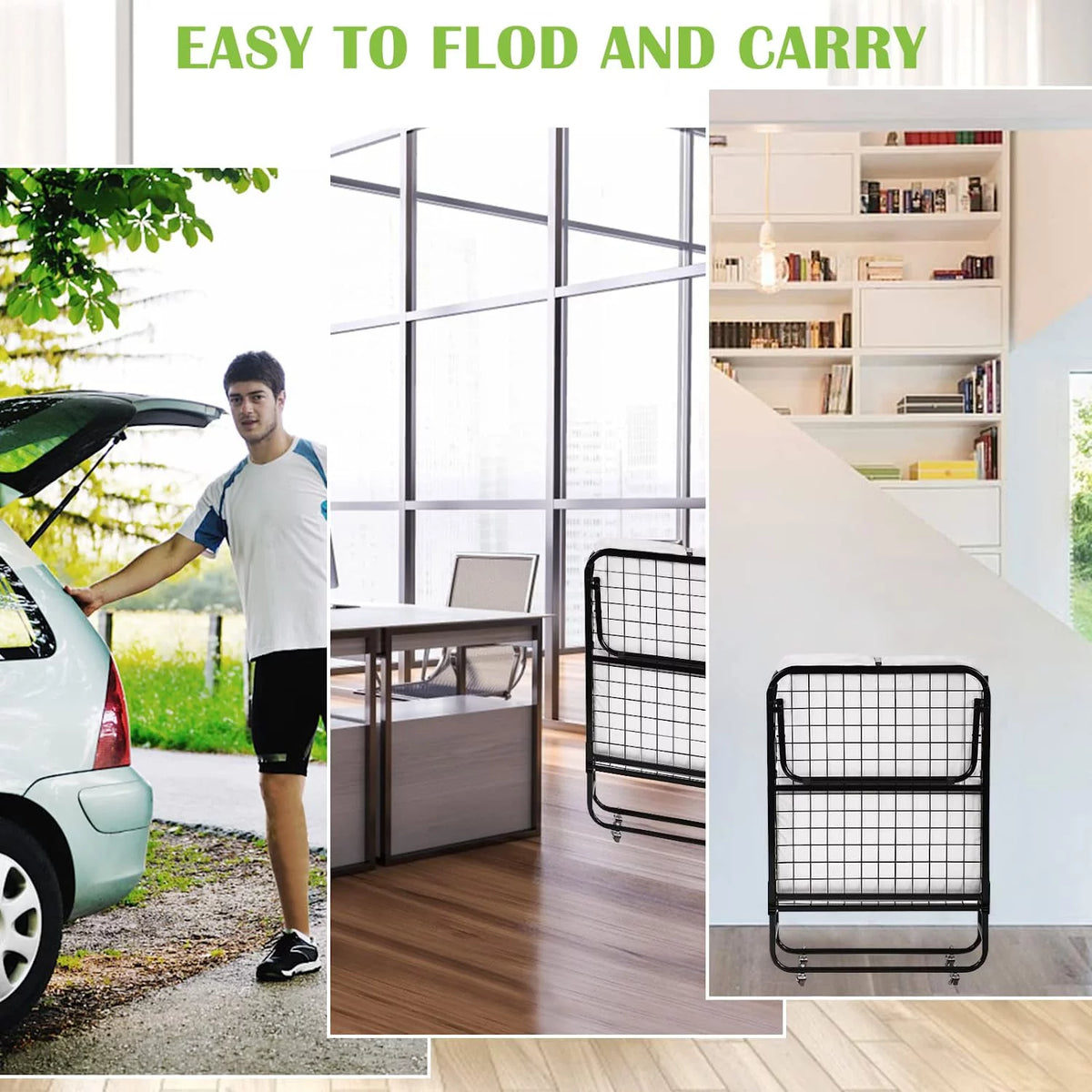 Folding Guest Bed with 4 inch Mattress Twin Size X529564