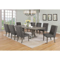 Gray Wood 9pc Dining Set with Linen Chairs Q6198