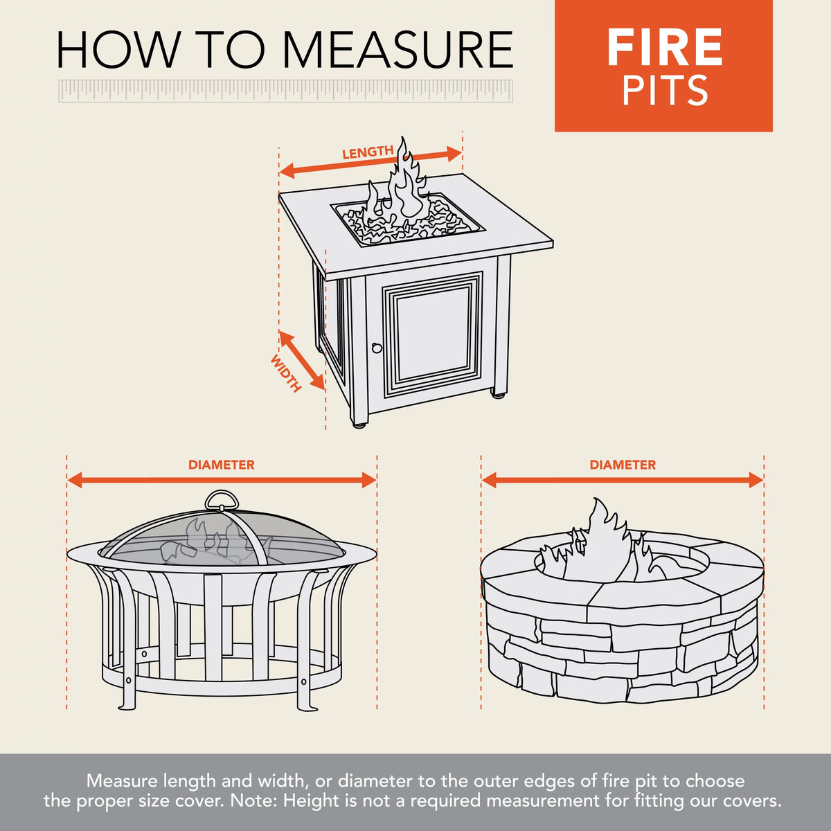 Square Fire Pit Table Cover, 42"L x 42"W x 22"H, Gray W494