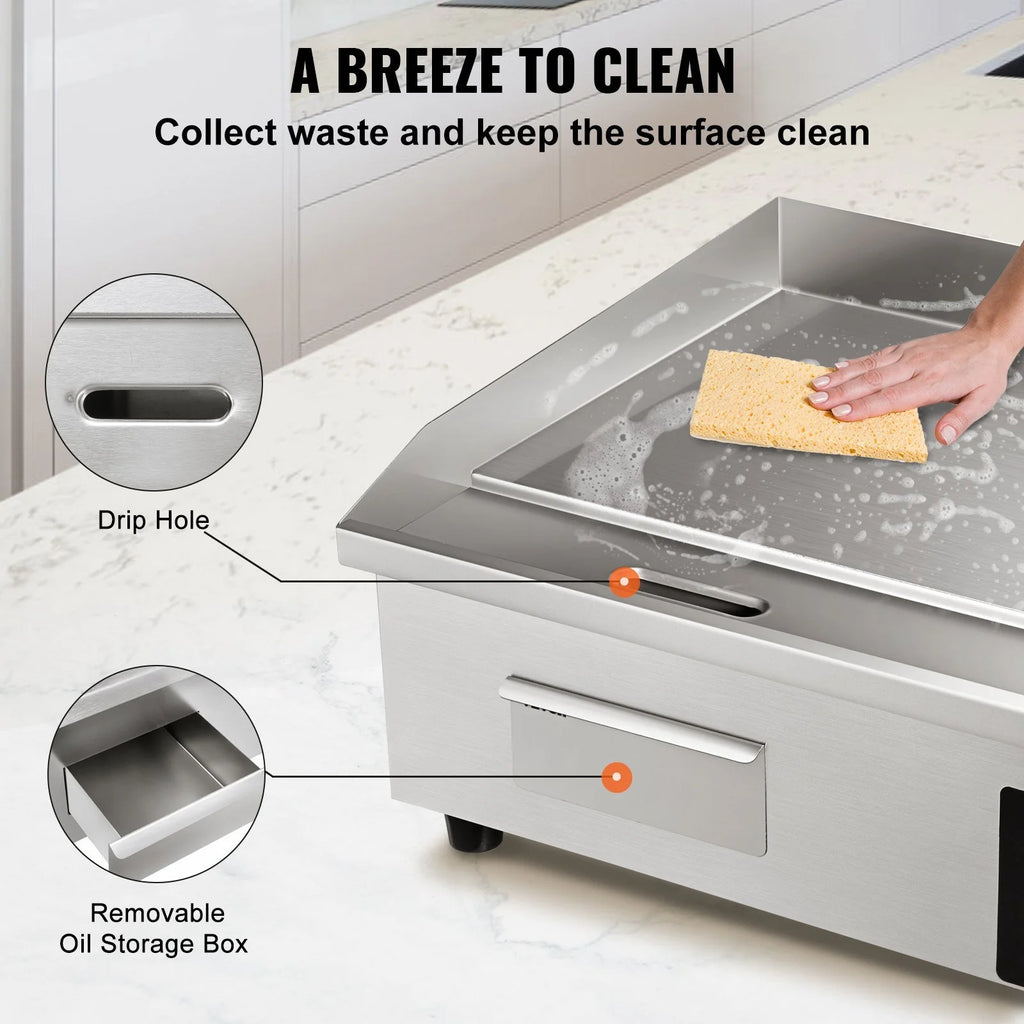21" 1600W Stainless Steel Electric Griddle I197674