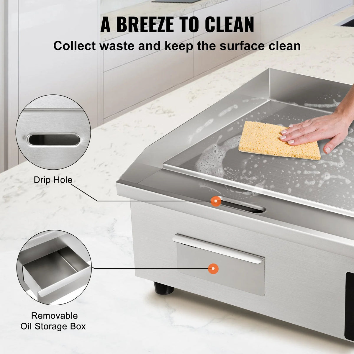 21" 1600W Stainless Steel Electric Griddle I197674