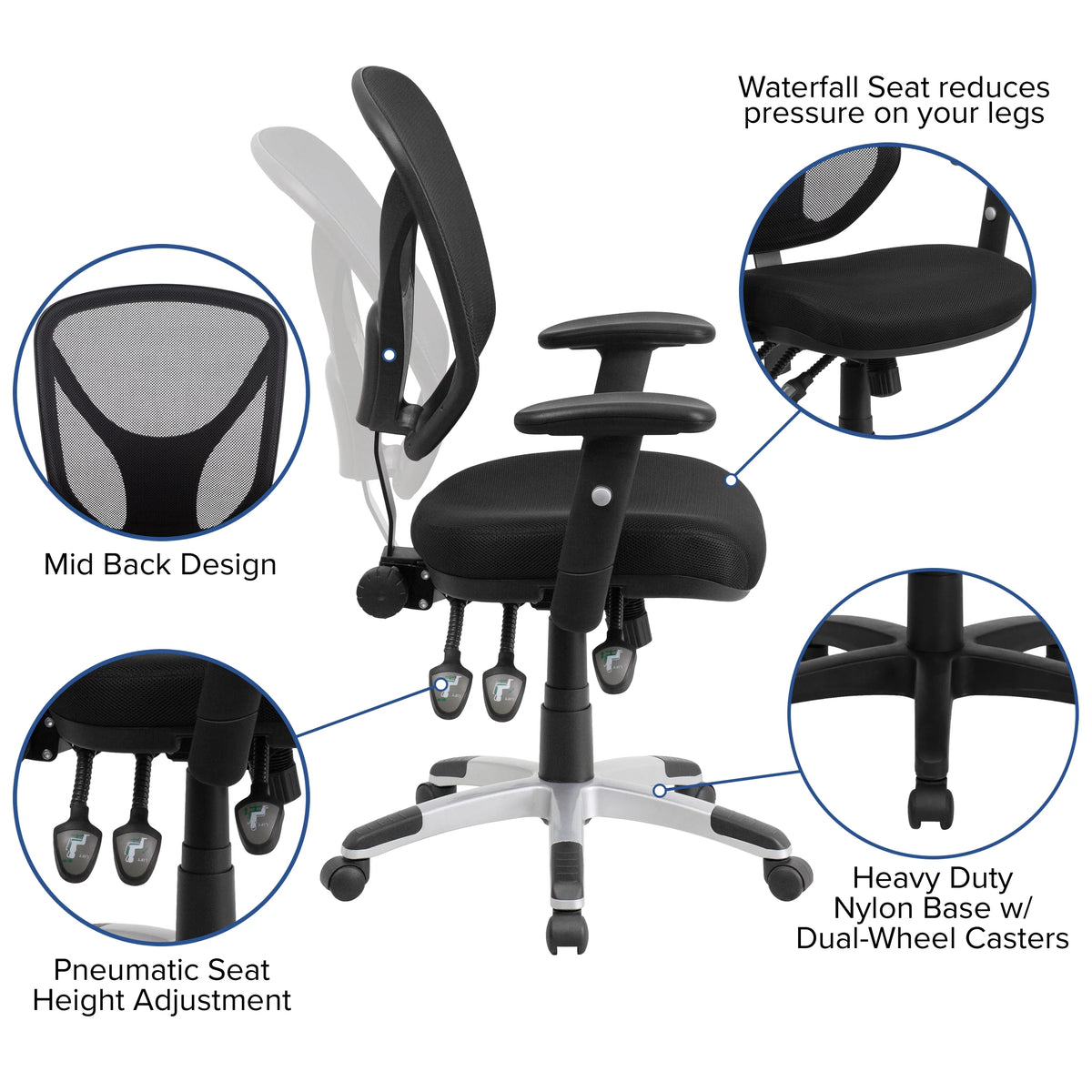 Black Mesh Ergonomic Task Office Chair Y193610