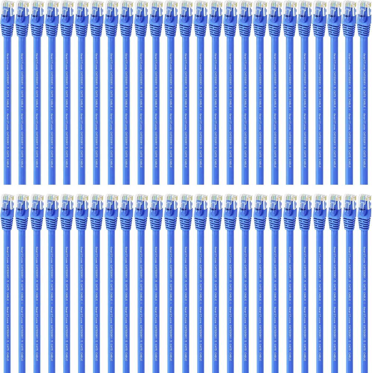 Blue 50-Pack Cat5e Ethernet Patch Cable 3 Feet RJ45 LAN Network Cord N7407