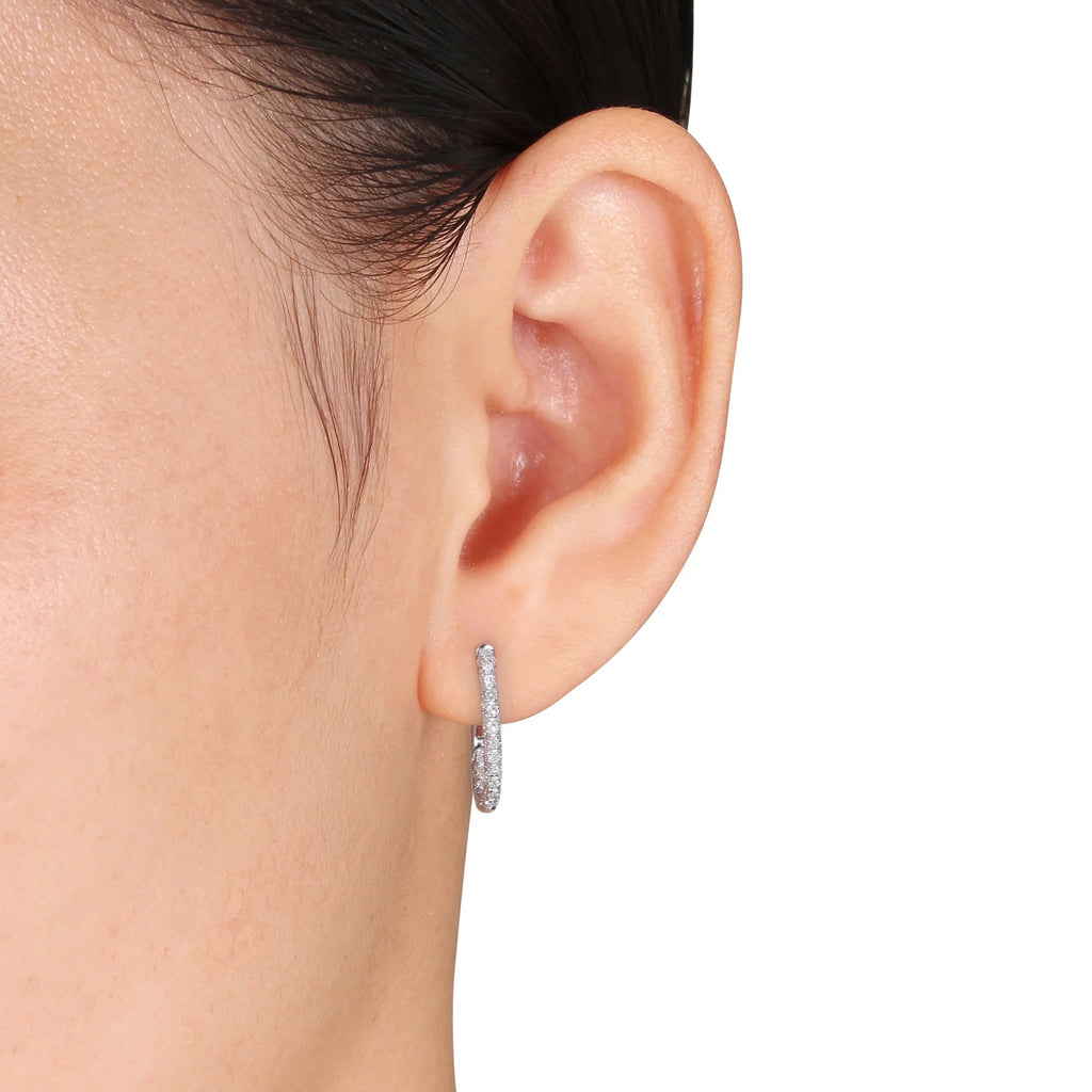 Oval Huggie Hoop Earrings in 10kt White Gold A45016
