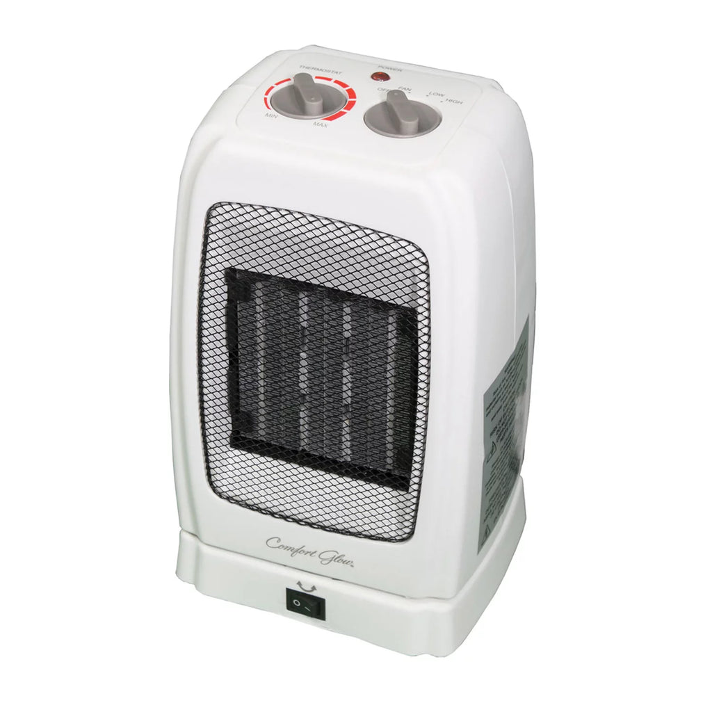 White Portable Oscillating Ceramic Fan Heater with Thermostat W490753