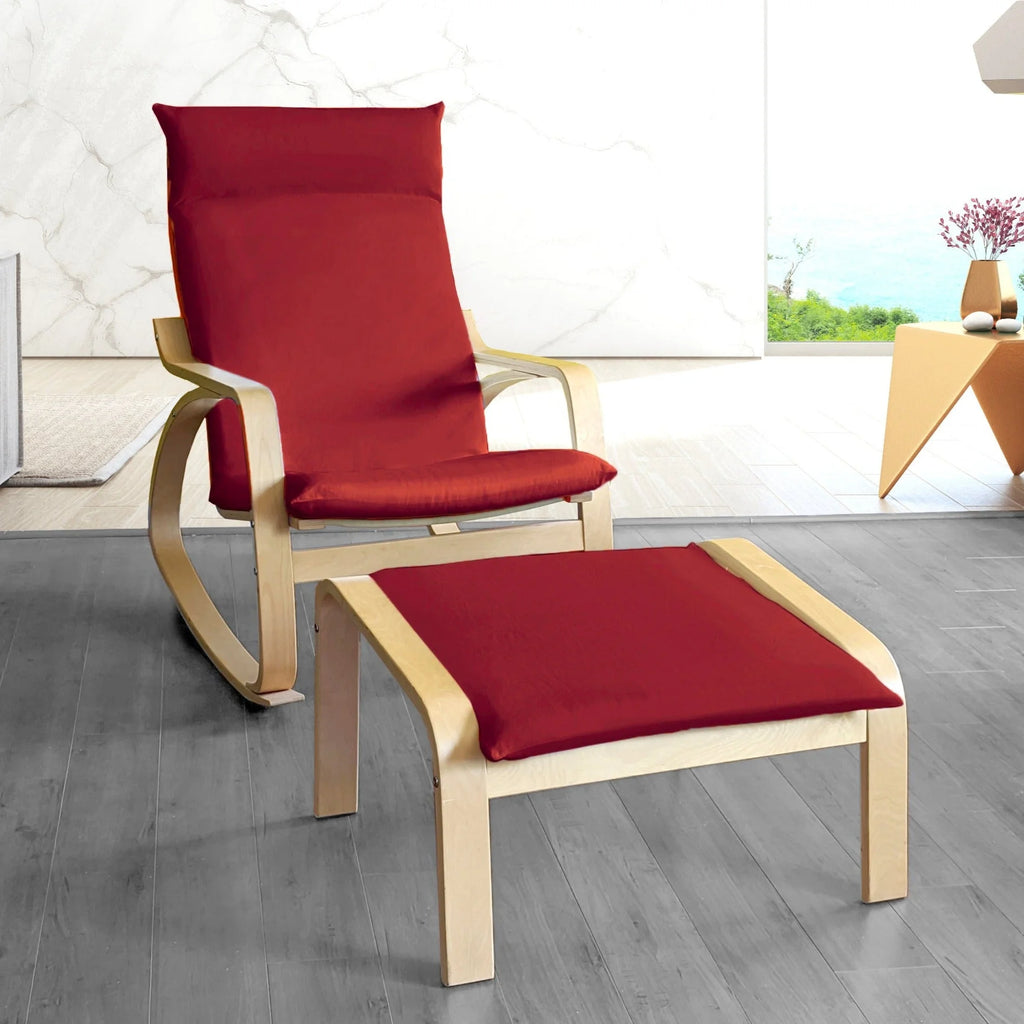 Velvet Burgundy Red Chair and Ottoman Covers O389228